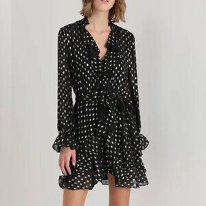 Bardot Metallic Dot Shirt Dress - US 8/M